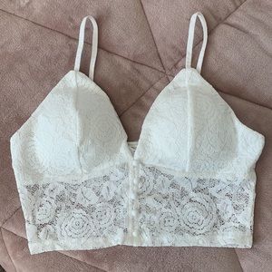 NWT Windsor/Bozzolo Sexy White Lace Floral Crop Top Bustier Bralette Cami
